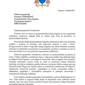 Kardinal Bozanić uputio čestitku novoizabranom Gradonačelniku Grada Zagreba